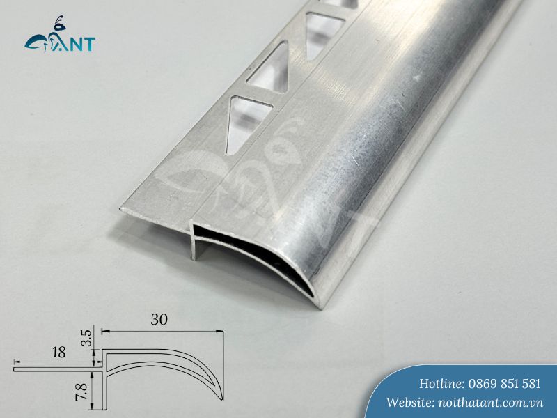 Nẹp nhôm ngắt nước trên lưỡi 3cm tại ANT