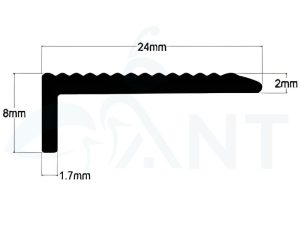 Ảnh mặt cắt nẹp đồng L24 gân