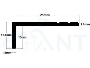 Ảnh mặt cắt nẹp đồng L25 gân