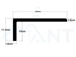 Ảnh mặt cắt nẹp đồng L25 trơn