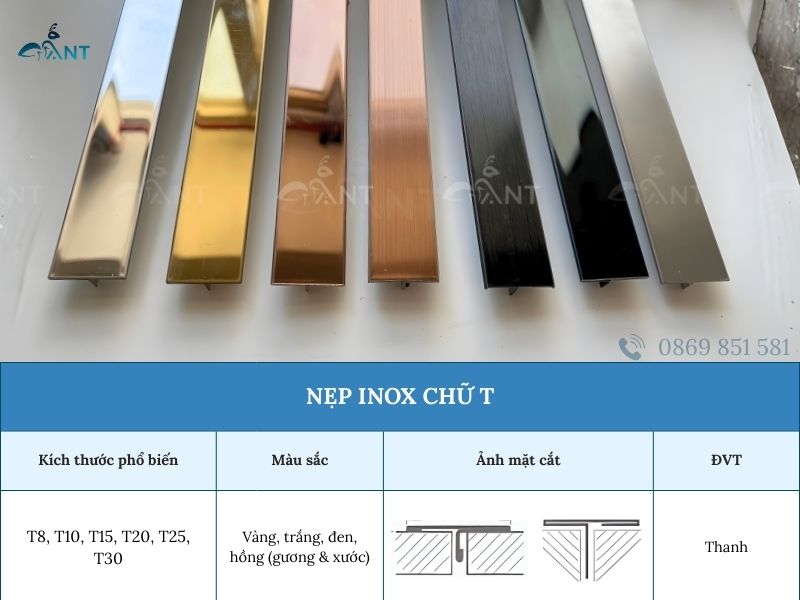Mô tả nẹp inox chữ T