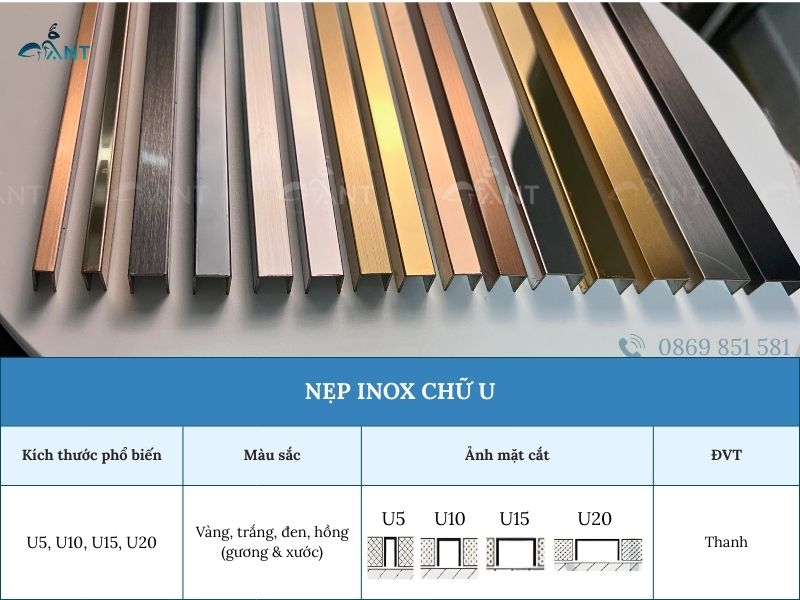 Mô tả nẹp inox chữ U