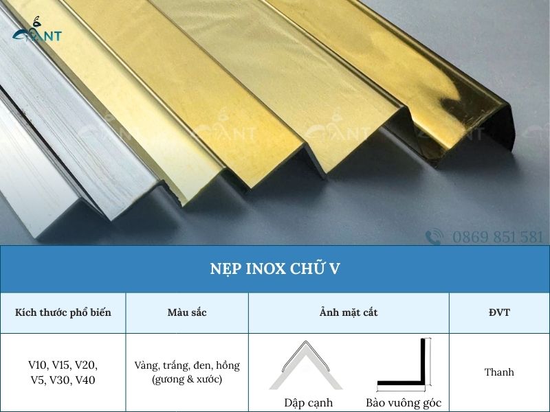 Mô tả nẹp inox chữ V