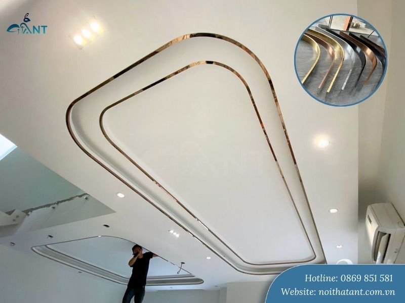 Ứng dụng nẹp inox Hà Nội ốp trần