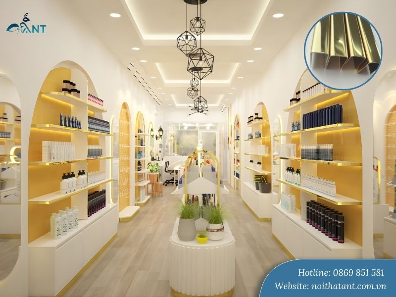 Ứng dụng nẹp inox trang trí showroom