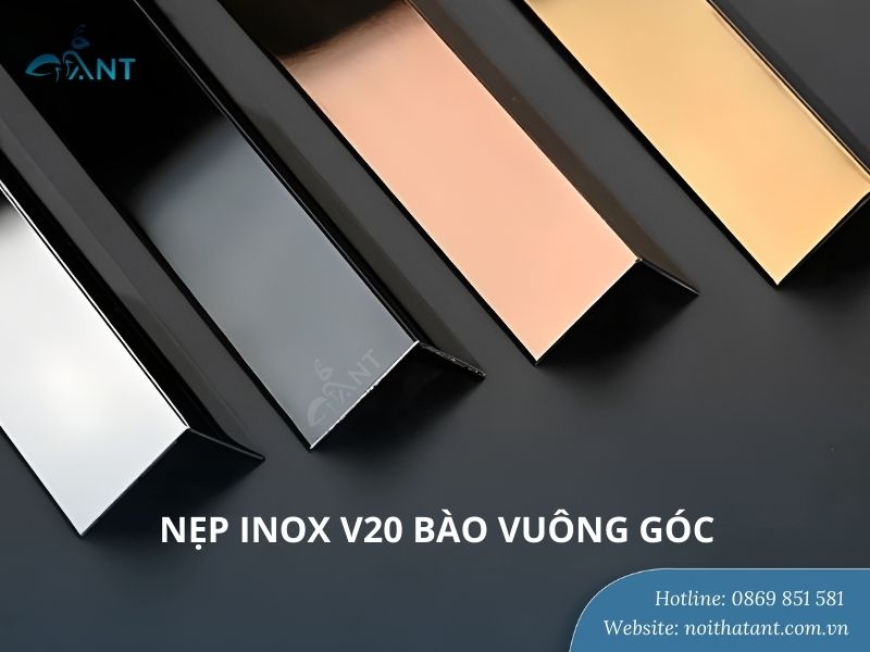 Ảnh nẹp inox V20 bào vuông góc
