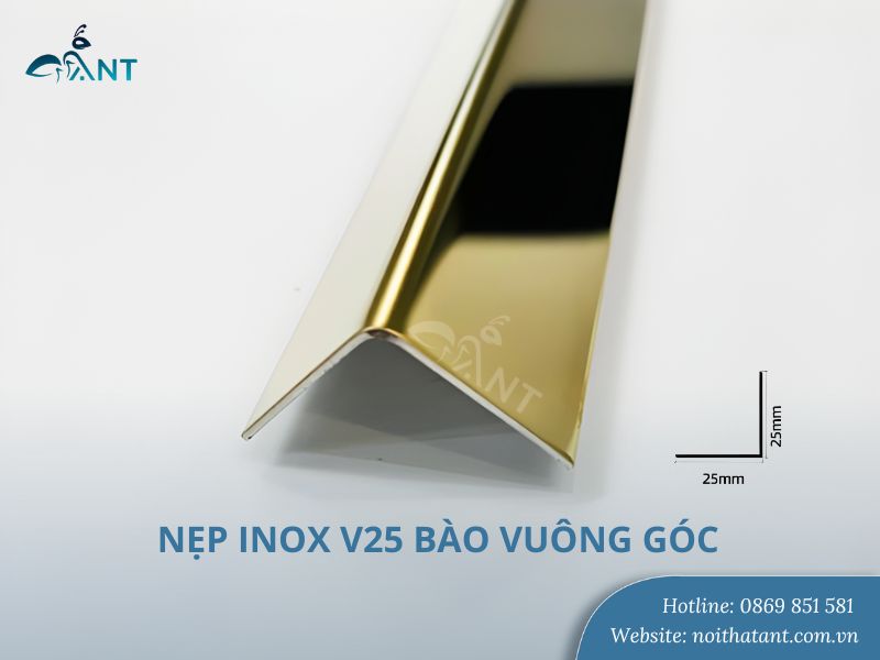 Ảnh nẹp inox V25 bào vuông góc