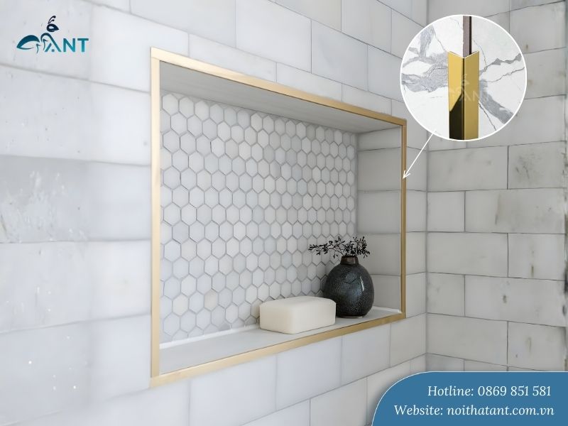 Nẹp inox chữ V ốp nhà vệ sinh