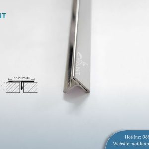 Nẹp inox T15 dập cạnh tròn màu trắng gương