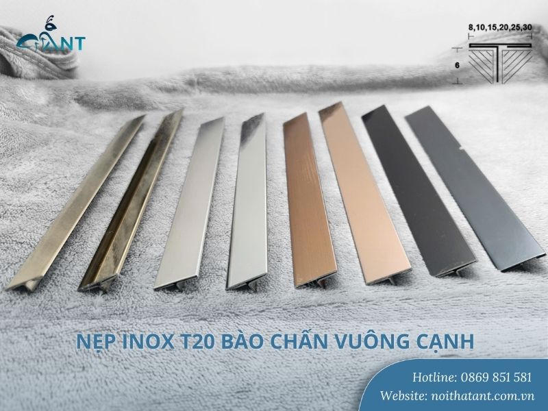Nẹp inox T20 bào chấn vuông cạnh