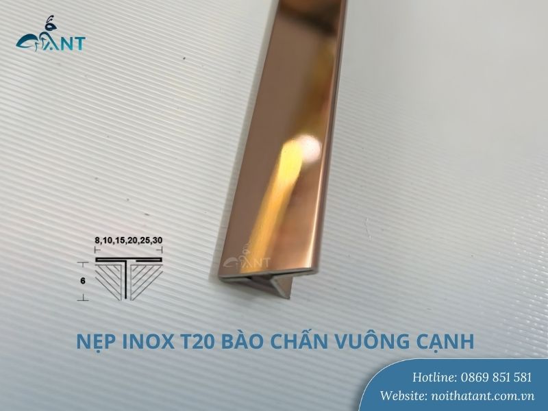 Nẹp inox T20 màu hồng gương