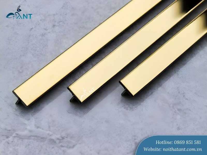 Nẹp inox T8 màu vàng gương