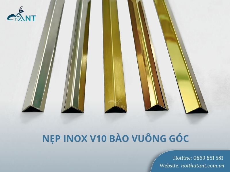 Nẹp inox V10 bào vuông góc