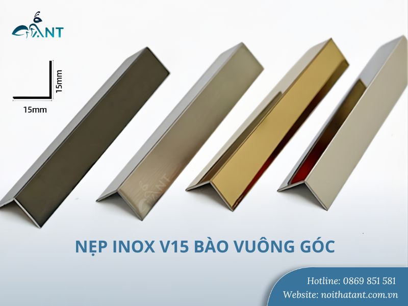 Nẹp inox V15 bào vuông góc