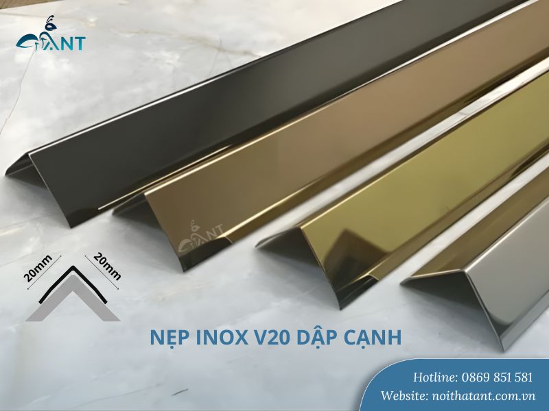 Nẹp inox V20 dập cạnh