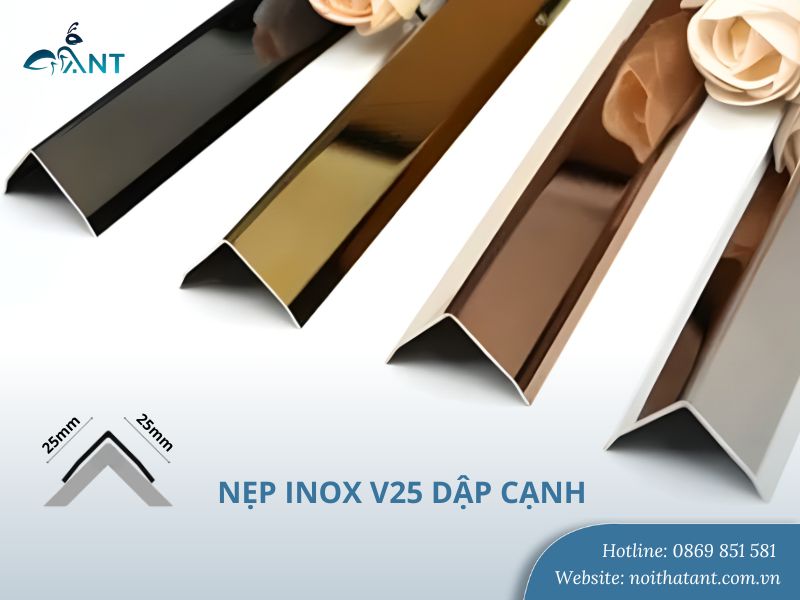 Nẹp inox V25 dập cạnh