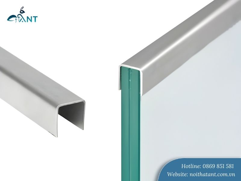 Nẹp U inox kính cường lực