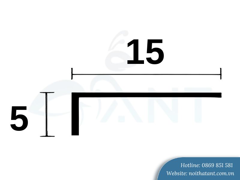 Ảnh mặt cắt nẹp inox L15x5