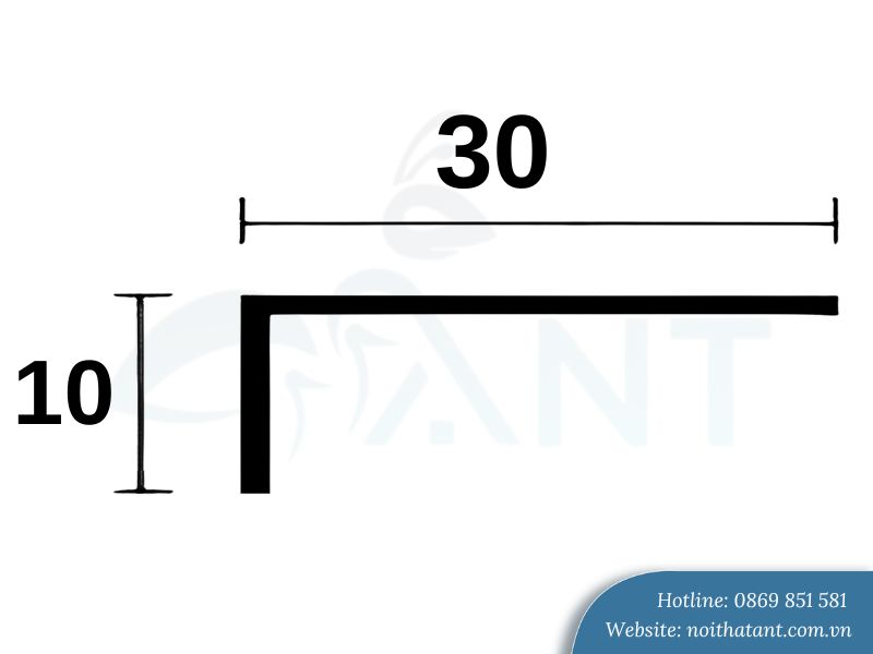 Ảnh mặt cắt nẹp inox L30x10