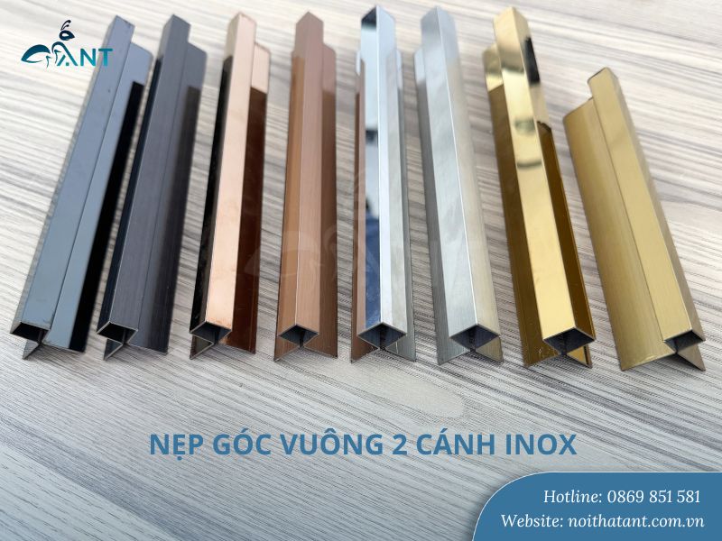 Nẹp góc vuông 2 cánh inox