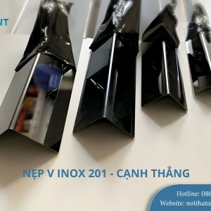 Nẹp V inox 201 cạnh thẳng màu đen gương