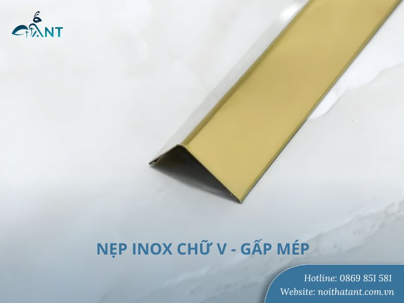 Nẹp V20 inox 201 gấp mép