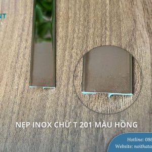 Nẹp inox chữ T 201 màu hồng gương