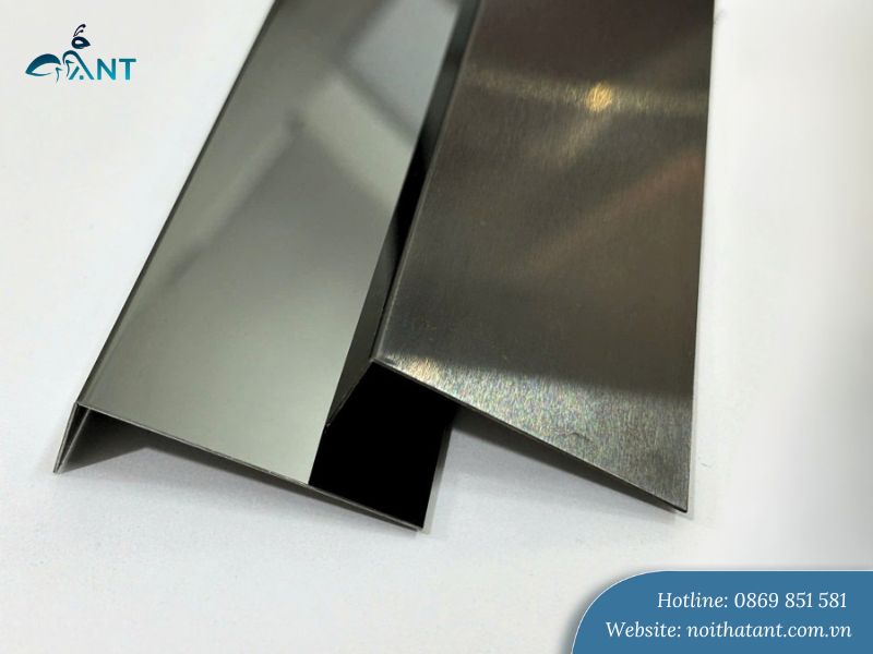 Nẹp L inox 304 màu đen gương và xước