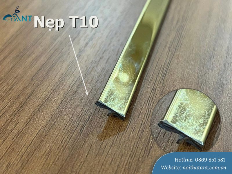 Nẹp T10 inox 201 màu vàng