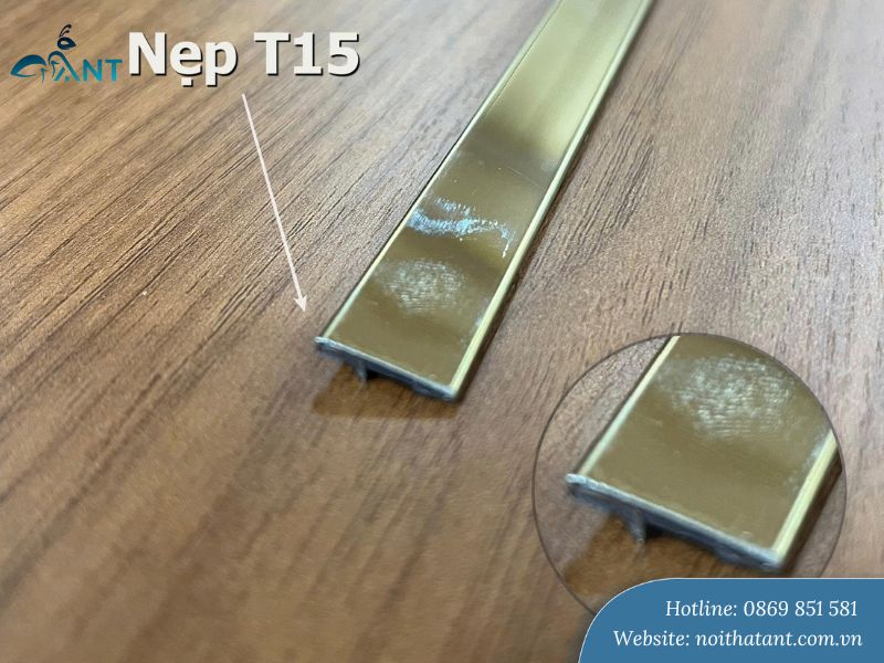 Nẹp T15 inox 201 màu vàng