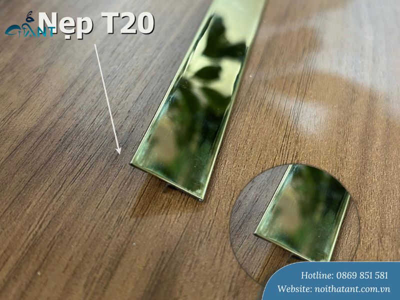 Nẹp T20 inox 201 màu vàng