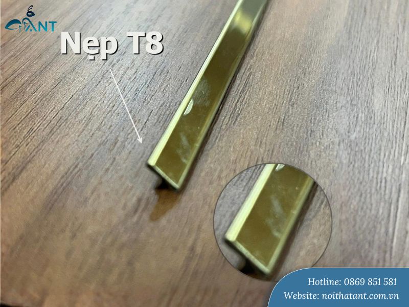 Nẹp T8 inox 201 màu vàng