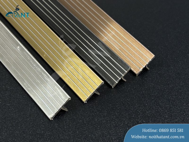 Nẹp inox bậc cầu thang chữ T gân chống trơn