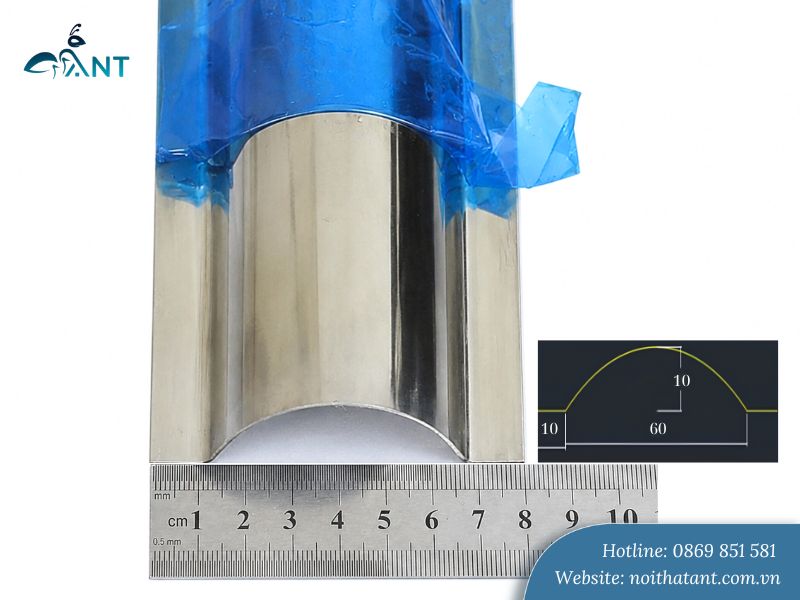 Ảnh nẹp bán nguyệt D60 inox 304 tại ANT