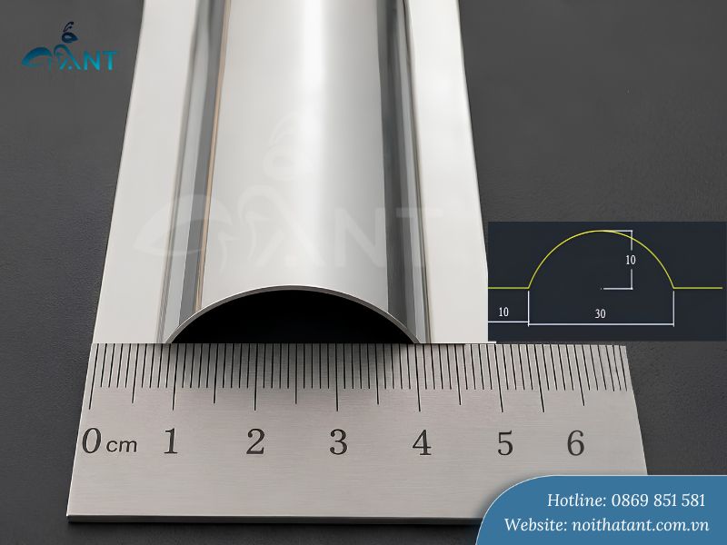 Nẹp bán nguyệt 3cm inox