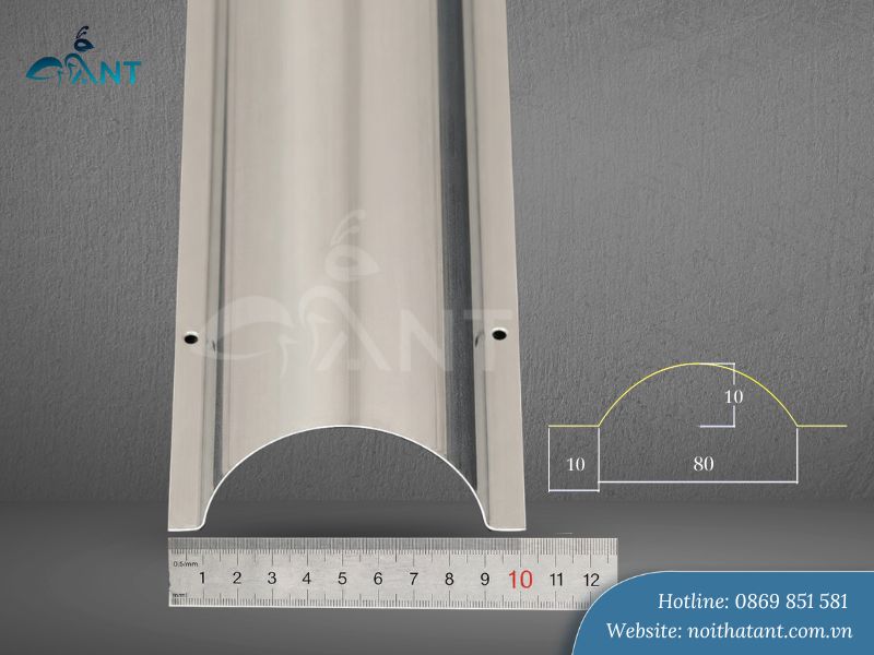 Nẹp bán nguyệt 8cm inox