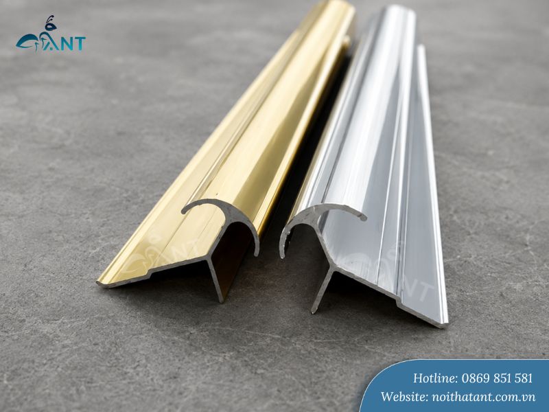 Nẹp bo góc dương chữ Y màu vàng bóng và màu inox bóng