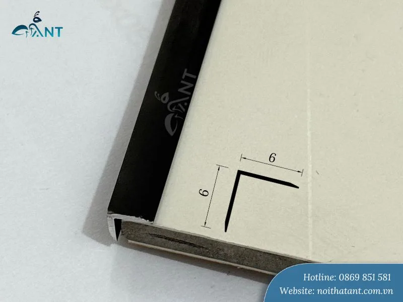 Nẹp nhôm cho tấm ốp 6mm màu đen