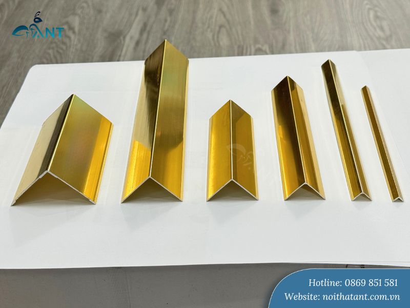 Thanh nẹp nhôm chữ V màu vàng bóng
