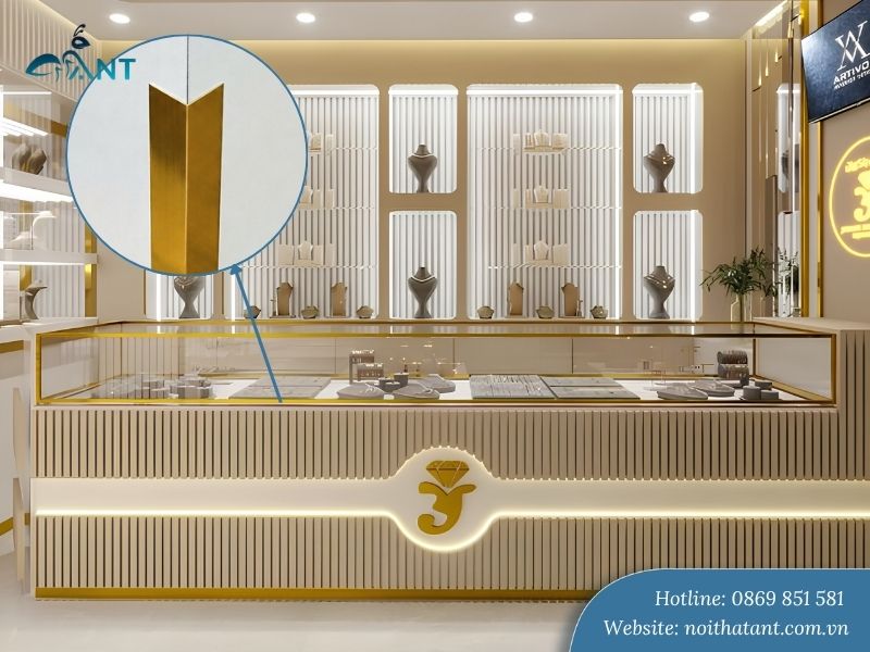 Ứng dụng nẹp V nhôm trang trí showroom