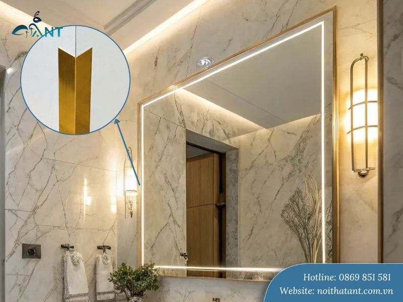 Viền gương dán tường bằng nẹp nhôm chữ V