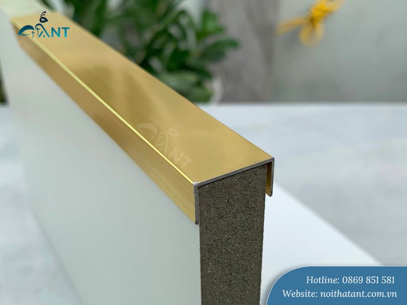 Nẹp nhôm chữ U 20mm màu vàng bóng