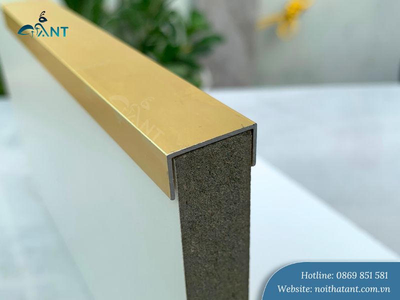 Nẹp nhôm U20x10 màu vàng mờ