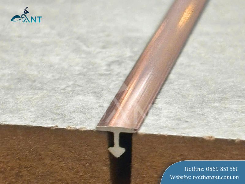 Nẹp nhôm chữ T rộng 6mm màu vàng hồng bóng