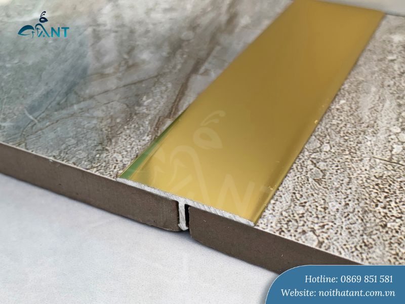 Nẹp T nhôm màu vàng bóng trang trí nội thất rộng 30mm